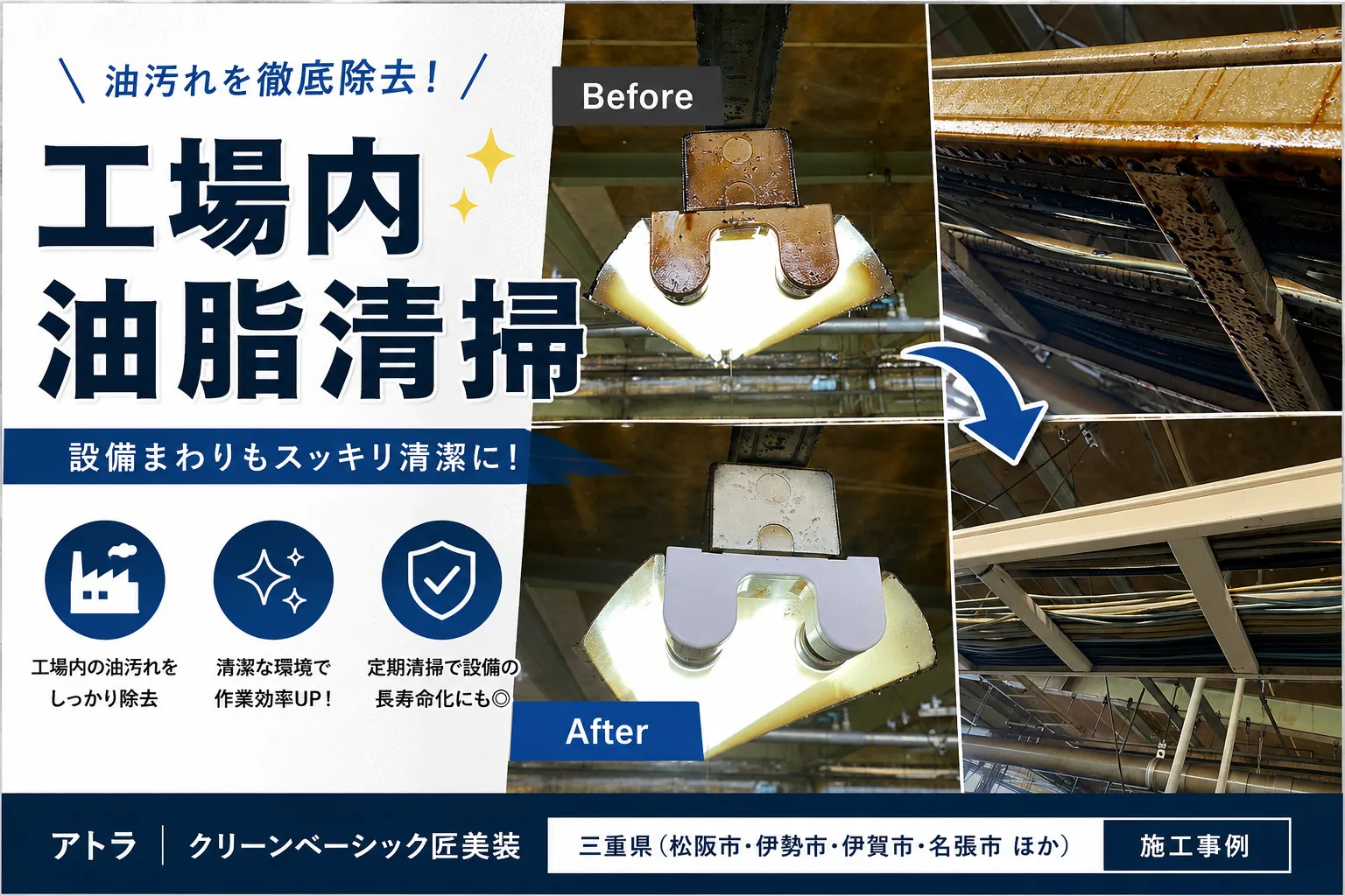 🏭工場内の油脂汚れを徹底清掃！設備まわりもスッキリ✨