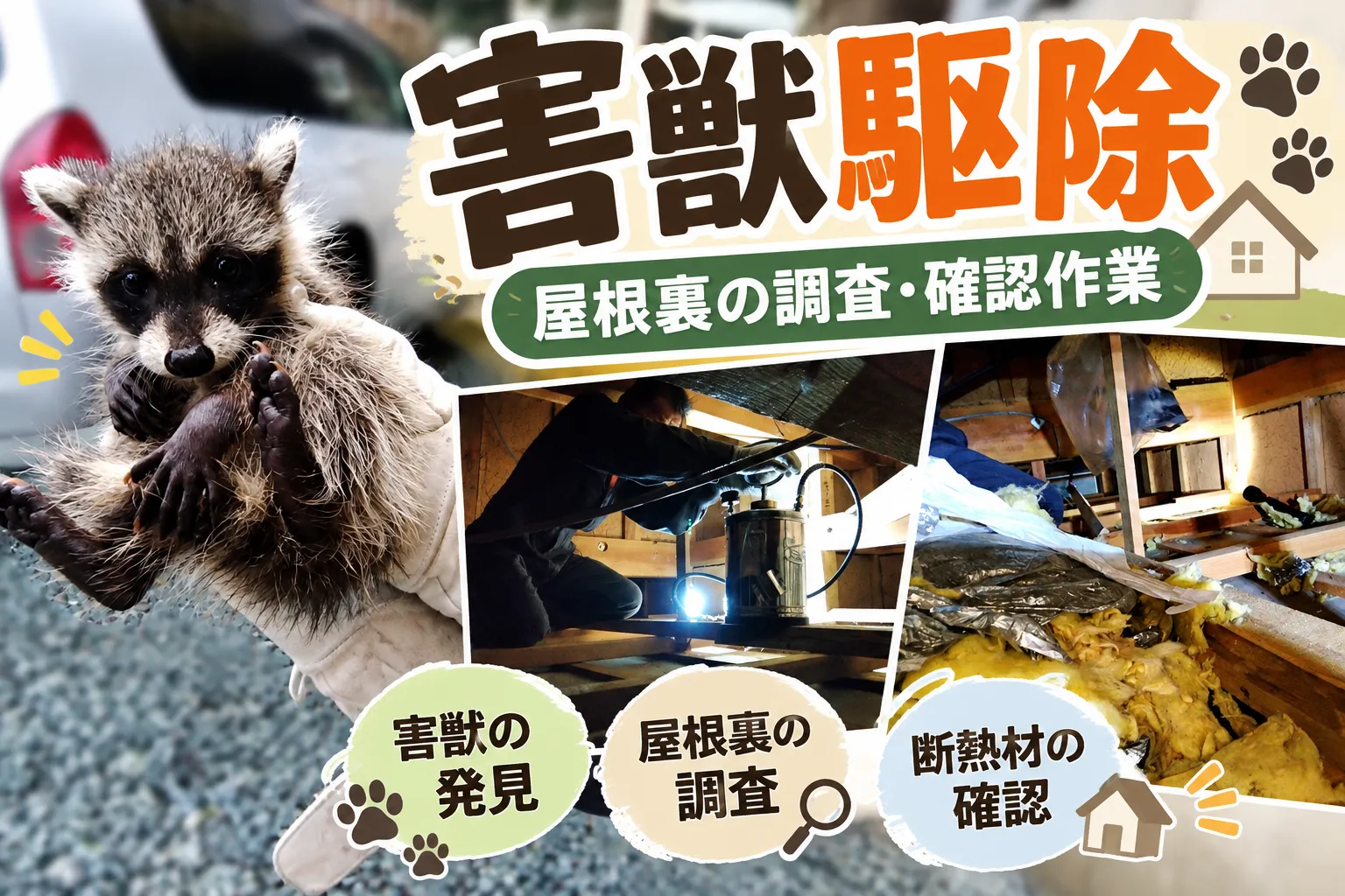 🏠【害獣駆除】屋根裏の調査・確認作業を行いました！【三重県でリフォーム・ハウスクリーニングするならアトラ】