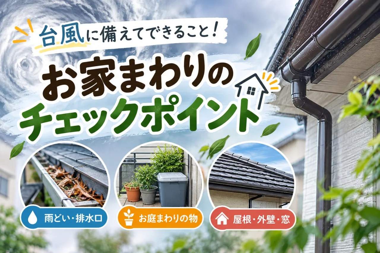 台風に備えてできること!お家まわりのチェックポイント【三重県でリフォーム・ハウスクリーニングするならアトラ】