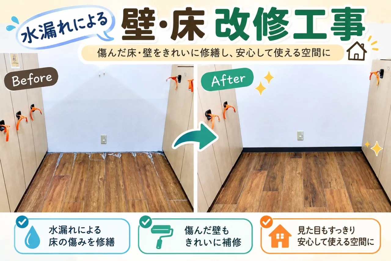 水漏れによる壁・床の改修工事を行いました！【三重県でリフォーム・ハウスクリーニングするならアトラ】